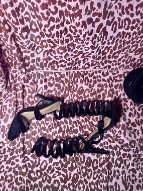Sexy Black velvet strappy heels